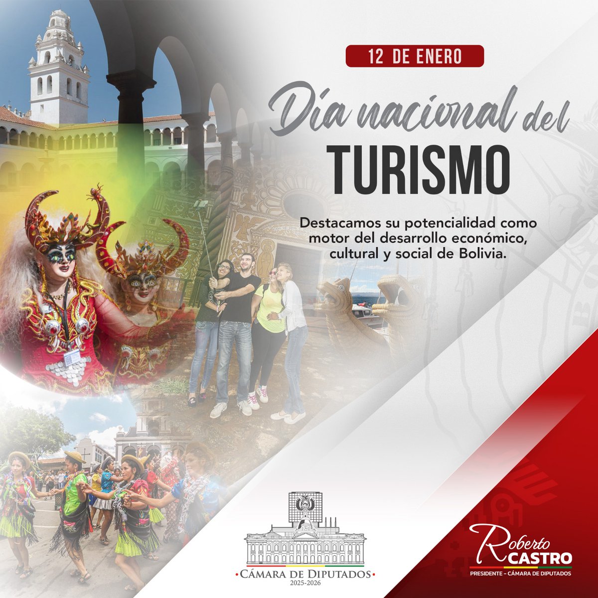 La Cámara de Diputados conmemora el Día nacional del Turismo, destacando esta actividad como motor de desarrollo económico, cultural y social, y reafirmando su compromiso con la promoción del turismo sostenible en Bolivia.

#DíaNacionalDelTurismo #TurismoSostenible