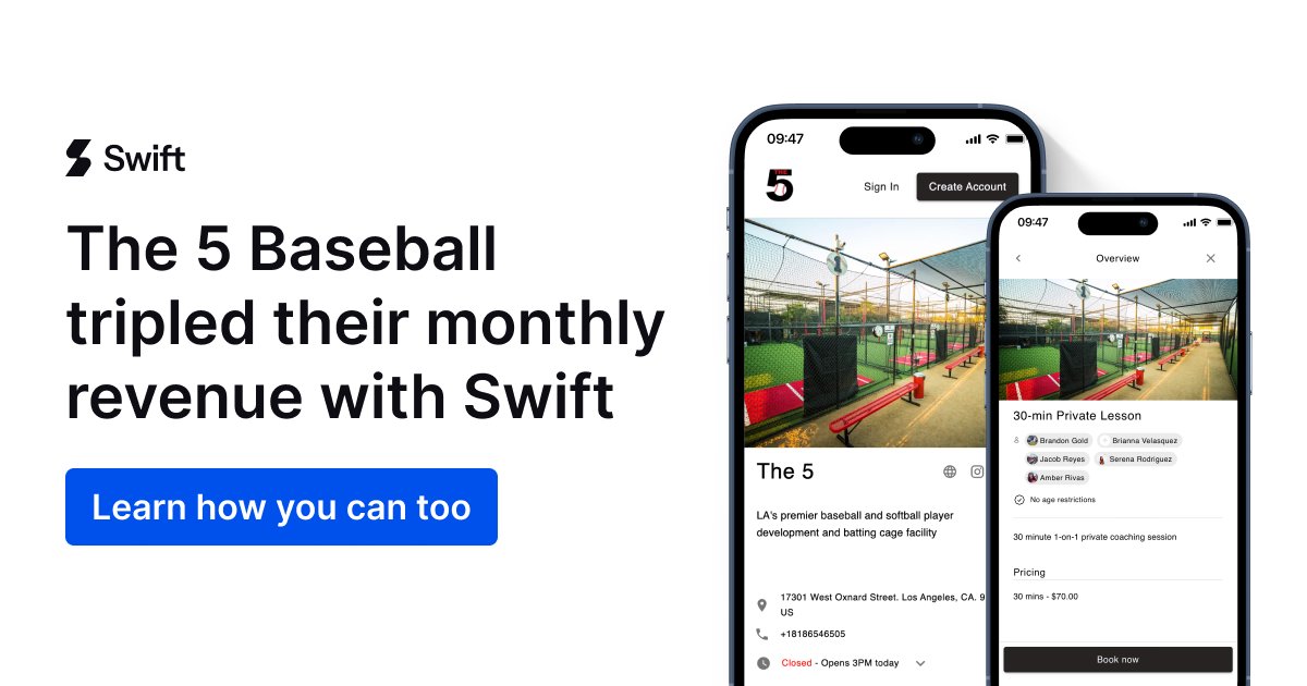 ABCA1945's tweet photo. The most successful baseball &amp; softball facilities rely on @runswiftapp to grow their business. It’s their secret superpower - and now, it can be yours too.

Make 2026 your best year yet - with Swift.

https://t.co/28DYY3OgFU #sponsored https://t.co/9mmLSnruLn