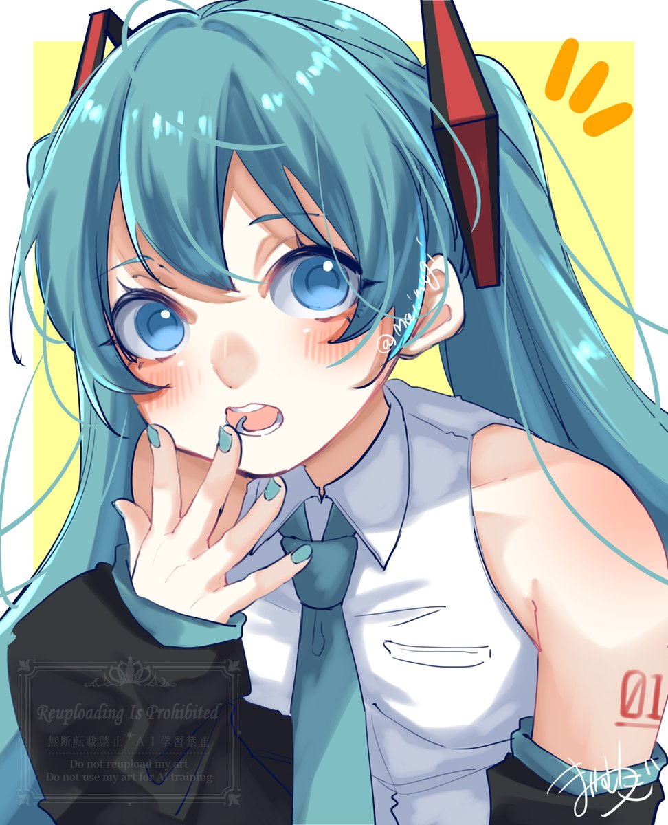初音ミク 「あ!!」|まいむぎのイラスト