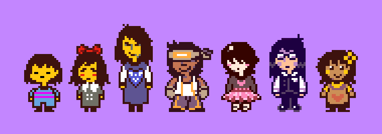SaturnGoesMoo's tweet photo. The Humans!
( Names on the alt )

( Thanks to @kevcrow23 for giving kindness soul's name )
#undertale https://t.co/ggJcYxzD71