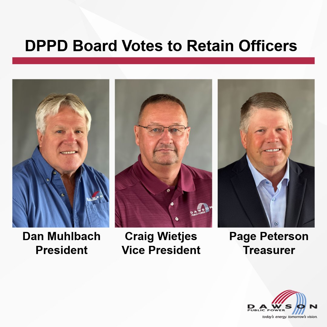 At its January meeting, the Dawson Public Power District Board voted to retain its current officers. Read more here: 
dawsonpower.com/2026/01/dppd-b…