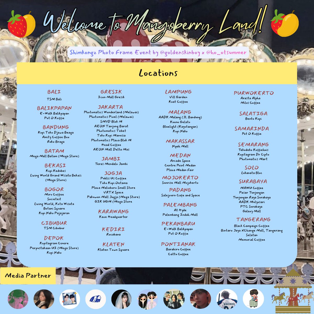 ho_otsummer's tweet image. . ݁₊ ⊹ . ⟡ ݁ ݁. Welcome to Mangoberry Land!🥭🍓✮ ˚｡𖦹 ｡°✩

Shimkongz Photobooth Frame Event

by @goldenskinboy &amp;amp; @ho_otsummer

📍Photomatics (15 Jan 26 - 28 Jan 26)
📍Palette (15 Jan 26 - 15 Feb 26)

Let's enjoy the ride and tag us with #MangoberryLand

 #심콩즈 #귭맄