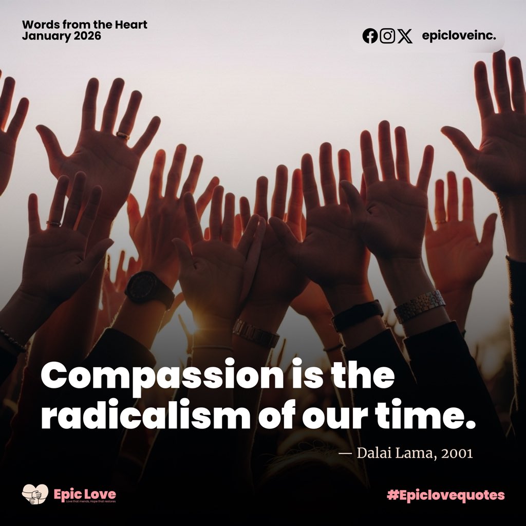ProjectEpicLove's tweet photo. Compassion is the radicalism of our time. In a world that is growing colder, be warm. Let compassion be a revolution— a soft rebellion that heals. Have a great day https://t.co/94sSCKF9b8