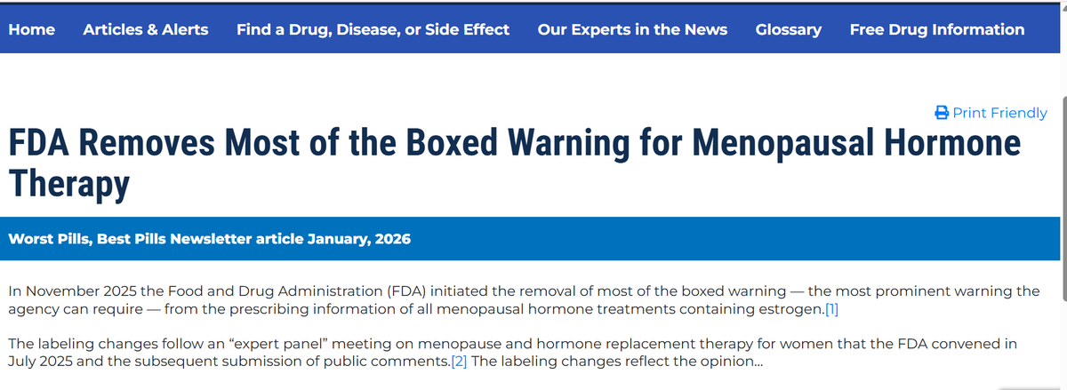 doctorneyro's tweet image. In #November2025 @FDA_Drug_Info @US_FDA  initiated the #removal of most of the #boxedwarning — the most prominent #warning the #agency can require — from the prescribing #information of all #menopausalhormonetreatments containing #estrogen.

worstpills.org/newsletters/vi…