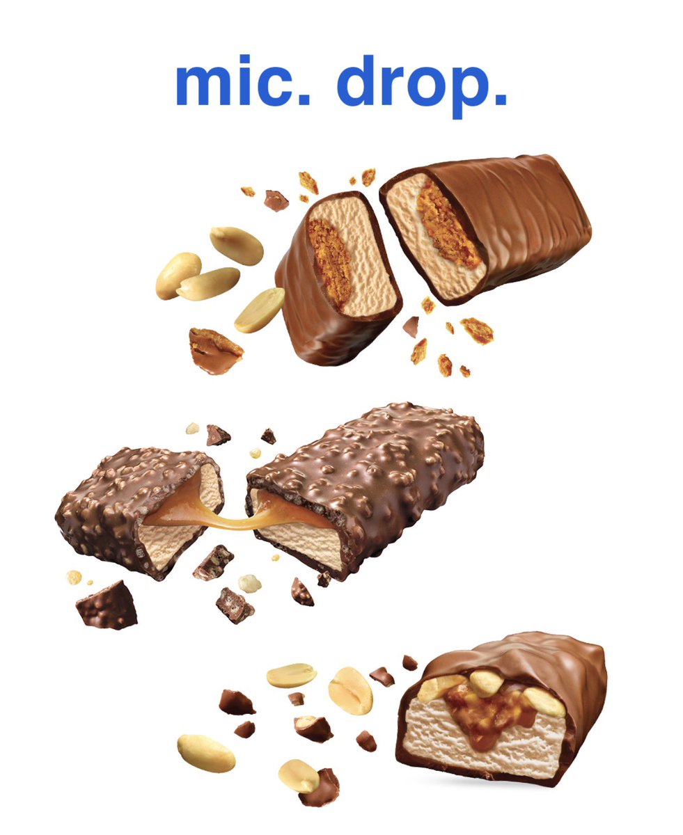 Butterfinger's tweet photo. When your inside is just as delicious as your outside>>> Each bite of these iconic ice cream candy bars is filled with familiar tastes and textures that are breaking the internet! @ a friend you wanna try these with! 🧑🤝🧑
#Butterfinger #IceCream #IceCreamBar #CandyBar #SweetTreat https://t.co/VYca96Jes7
