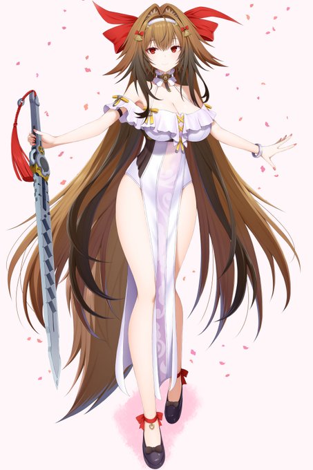 外出着だとふとももが見えない。普段着だと谷間が見えない。それならば組み合わせれば最強なのでは!?という発想で葉瞬光ちゃんを描きました。この子には幸せになって欲しい。 #ゼンゼロ