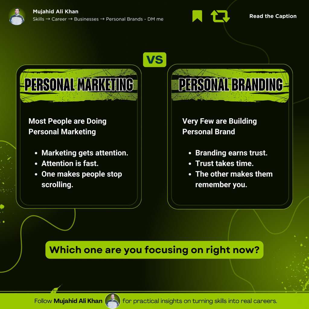 Posting content doesn’t mean you’re building a personal brand.

Marketing = attention
Branding = trust
Attention fades, trust compounds

So ask yourself, are you visible, or are you memorable?