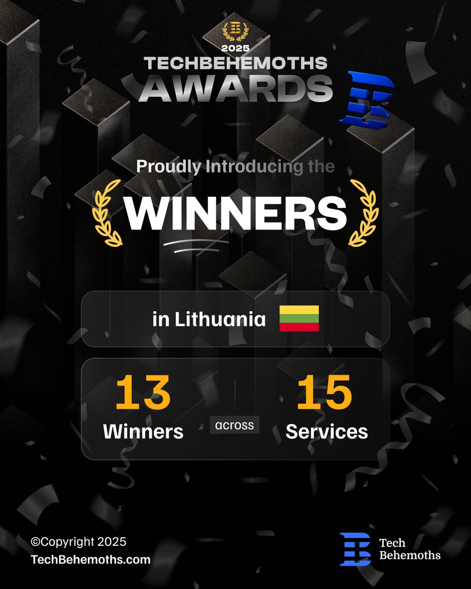 TechBehemoths's tweet photo. 🇱🇹 Lithuania at the #TechBehemothsAwards2025!

13 companies across 15 IT services are transforming challenges into digital solutions that actually move businesses forward. From agile web agencies to innovative software studios, Lithuania’s tech scene is proving its resilience and creativity.

🏆 Winners making waves:
@linkedist 
@SocialDrum 
@evolvery_io 
@DigitalStar95 
@ReverbtimeMag 
@MobileXapps 
@softteco 
@CivittaX 
Attico International 
More Agency
Neat Digital
andstudio
Navus

🌐 Full stories and winners: https://t.co/N6RLriJAhE

#TechBehemoths #Lithuania #DigitalTransformation #InnovationInAction #Awards2025