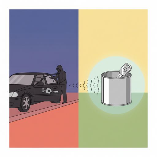 NieuweMobiel's tweet image. Jouw auto gestolen terwijl de sleutel binnen ligt? 😱

Vandaag blijkt weer dat dieven het signaal van je keyless entry-sleutel makkelijk kopiëren.

Dé tip: bewaar je sleutel in een metalen blik! Geen signaal = geen diefstal. ✅

Wist jij dit al?

#autodiefstal #keylessentry