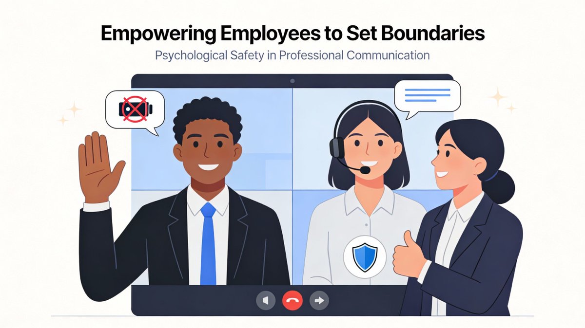 CyberCultureX's tweet photo. Employees shouldn’t have to risk their career just to say “I’d rather not be recorded.” Part 4 of our series shares quick scripts to say no, ask for alternatives, and stay off camera without fear. Read: https://t.co/AuQlgzFAQG #PsychologicalSafety https://t.co/hVLX1isNAR
