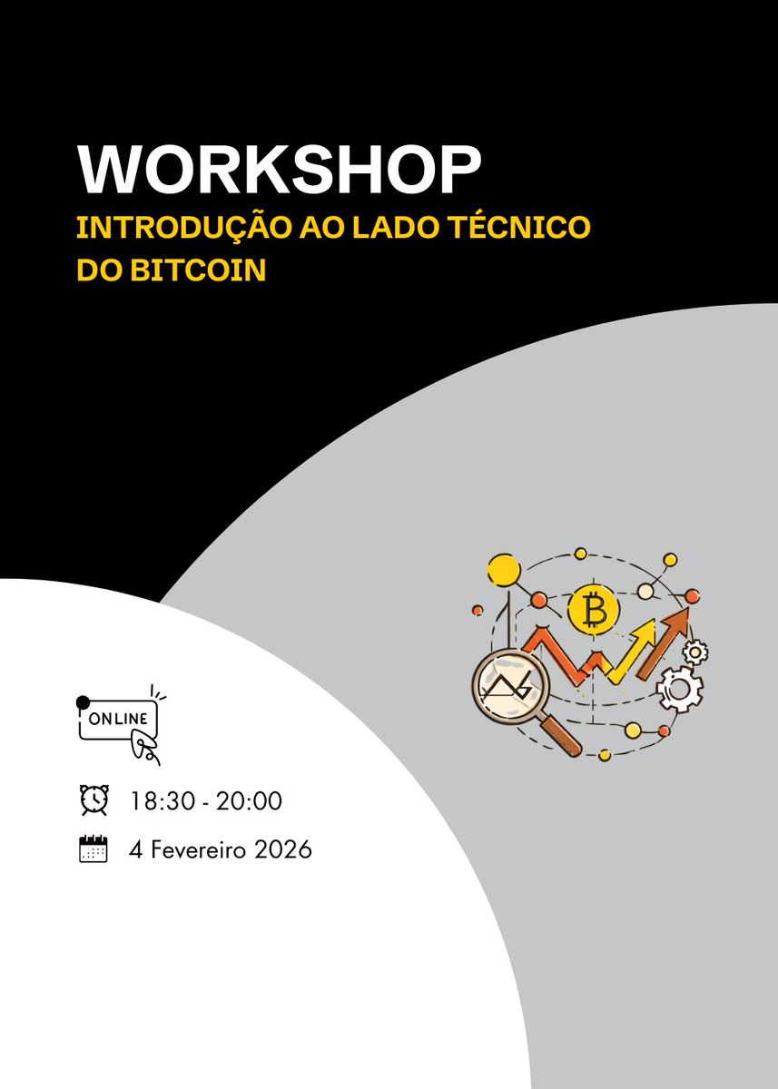 FREEMadeiraOrg's tweet photo. Começamos o ano com o essencial: dois workshops online para entender Bitcoin, do conceito ao funcionamento.
🔗 https://t.co/kFPeKRBMmk

1. 𝙄𝙣𝙩𝙧𝙤𝙙𝙪𝙘̧𝙖̃𝙤 𝙖𝙤 𝘽𝙞𝙩𝙘𝙤𝙞𝙣
Este workshop apresenta Bitcoin como dinheiro. Exploramos a importância do dinheiro, a sua origem e evolução, e como Bitcoin representa o futuro do mesmo.

📅 28 de janeiro (quarta-feira)
⏰ 18:30 – 20:00
💻 Online
👤 Formador: Henrique
15€ (inclui um código de desconto de 10% em livros)

2. 𝙄𝙣𝙩𝙧𝙤𝙙𝙪𝙘̧𝙖̃𝙤 𝙖𝙤 𝙡𝙖𝙙𝙤 𝙩𝙚́𝙘𝙣𝙞𝙘𝙤 𝙙𝙤 𝘽𝙞𝙩𝙘𝙤𝙞𝙣
Este workshop é recomendado para quem queira entender os mecanismos que garantem segurança, escassez e o funcionamento descentralizado do Bitcoin.

📅 4 de fevereiro (quarta-feira)
⏰ 18:30 – 20:00
💻 Online
👤 Formador: Henrique
15€ (inclui um código de desconto de 10% em livros)

Informações adicionais:

- Estes workshops são complementares e, se tiveres disponibilidade, aconselhamos que te inscrevas nos dois. No final destas duas sessões, ficarás a saber como o dinheiro evoluiu até às moedas fiduciárias, quais os seus problemas e como Bitcoin pode ser a solução. Serás também capaz de usar bitcoin para poupanças e pagamentos do dia-a-dia

Condições de participação:

- Inscrição e pagamento prévios
- A inscrição só é considerada válida após confirmação do pagamento
- O valor de participação é de 15€ por workshop ou 20€ no conjunto dos dois

Material necessário
- Equipamento com acesso à internet para acompanhar a sessão em tempo real
- Smartphone (necessário para a componente prática)
- É obrigatória a utilização de câmara ligada durante os workshops

Para esclarecimento de dúvidas, contacta-nos através do email info@freemadeira.org