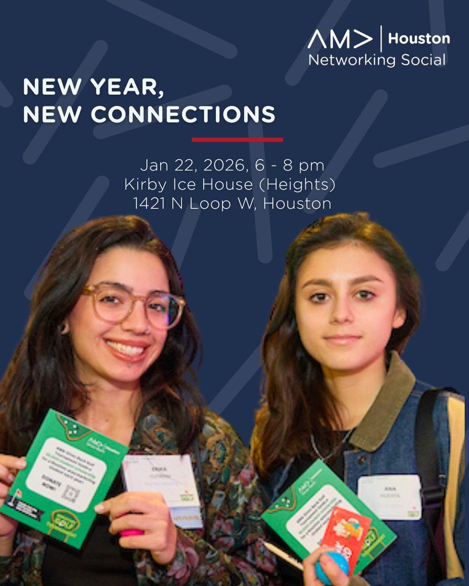 amahouston's tweet photo. 📅 Save the Date!

Kick off 2026 with fresh connections and great conversations at the January AMA Marketing Mixer hosted by AMA Houston.

Learn More &amp; Register: https://t.co/2j16CW1Cy6

#AMAHouston https://t.co/NbT6nQOBIH
