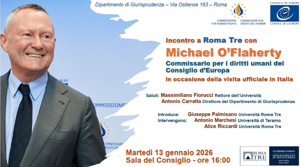 CommissionerHR's tweet photo. Tomorrow, I will exchange with academics and law students at Universitá Roma Tre on the ‘why’ behind the rule-based order and ways to restore it.
Stay tuned to read my speech.
https://t.co/NBvF2NJ7IM https://t.co/FvWZTeN1ln