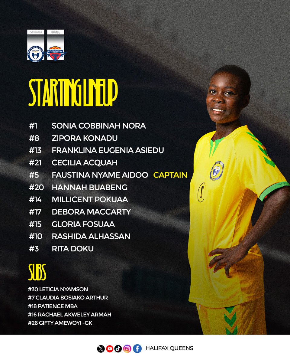 Our chosen personnel for the fixture against Epiphany! 

#HalifaxQueens