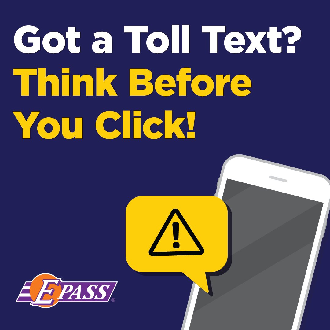 DriveEPASS's tweet photo. 🚨 Toll Scam Alert 🚨

Scammers are sending fake “final payment” or “official notice” texts claiming unpaid tolls could hurt your credit or suspend your license.

Do NOT click the link. It’s a scam.
❌ Delete
✅ Verify through official sites
👉 https://t.co/B9W8xI7XJ4

#TollScam #EPASS