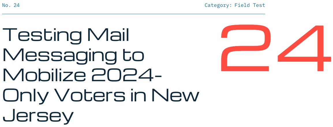 CampaignInnov's tweet photo. Our latest research from a field test during New Jersey's 2025 gubernatorial election highlights the importance of testing creative everywhere (including on mail) and gives insights into what works to boost turnout ahead of 2026 https://t.co/WNPBXywavx