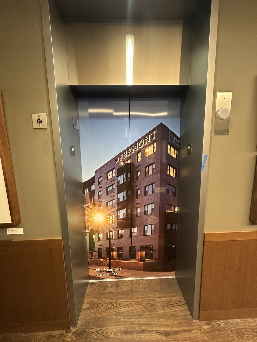 Have you ever considered wrapping your elevator doors?  We wrapped some elevator doors for our friends at AIR Communities to help them showcase their beautiful apartment communities.  Thanks #AIR for the nice project! Please keep IMS in mind for your next wrap project.