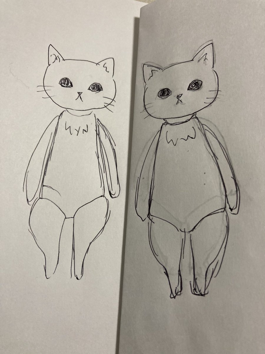 ネコちゃん🐈🐈🐈
首が少し無機物的になってしまうなぁ、簡単な胸毛つけようかなぁ🧐

胴体太くした方がいいのかなぁ…
ネコって胴体伸びるから細くしたけど、どうしようかなぁ…
足のムチっと感は細い方が出るんだよね💦

服着せるから着膨れしないようにこのままでいいかな…悩む〜😕