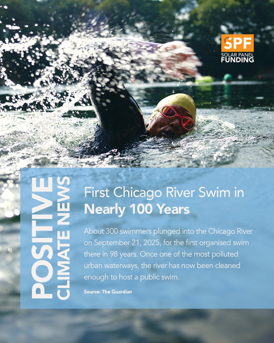 SolarFundingUK's tweet photo. For the first time in nearly 100 years, people swam in the Chicago River because the water was finally clean enough.

It was once one of the most polluted urban rivers in the US, but years of environmental regulation, infrastructure investment, &amp; clean-up work made this possible. https://t.co/FsXHF1EHiz