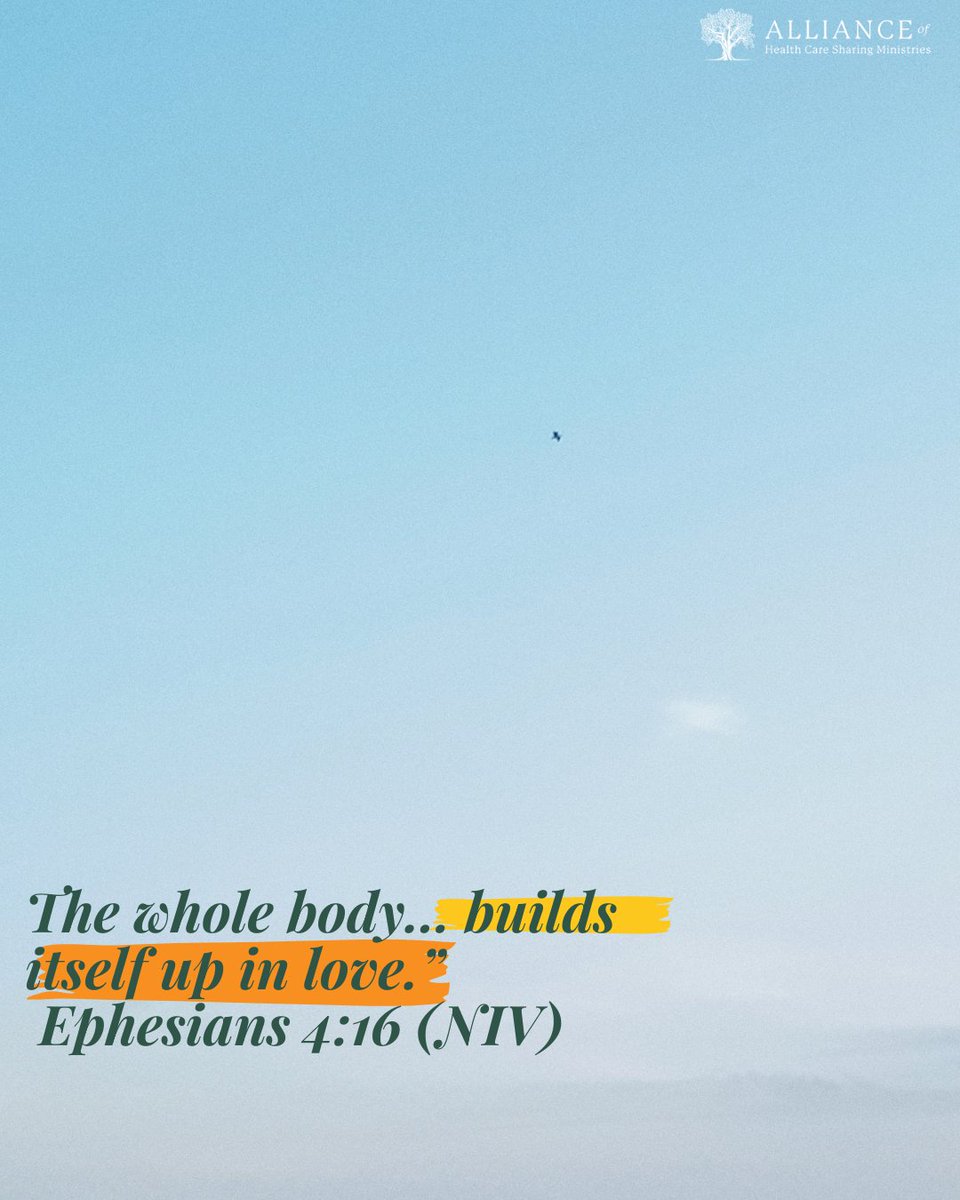 AllianceHCSM's tweet photo. Christians believe we are all part of the Body of Christ. We each have an important role to play in furthering His Kingdom. Participating in an HCSM is one way we act out our faith in day-to-day life! Learn more at https://t.co/5yM8MaxrKm. 

#healthcaresharing https://t.co/M0yHBUiPjU