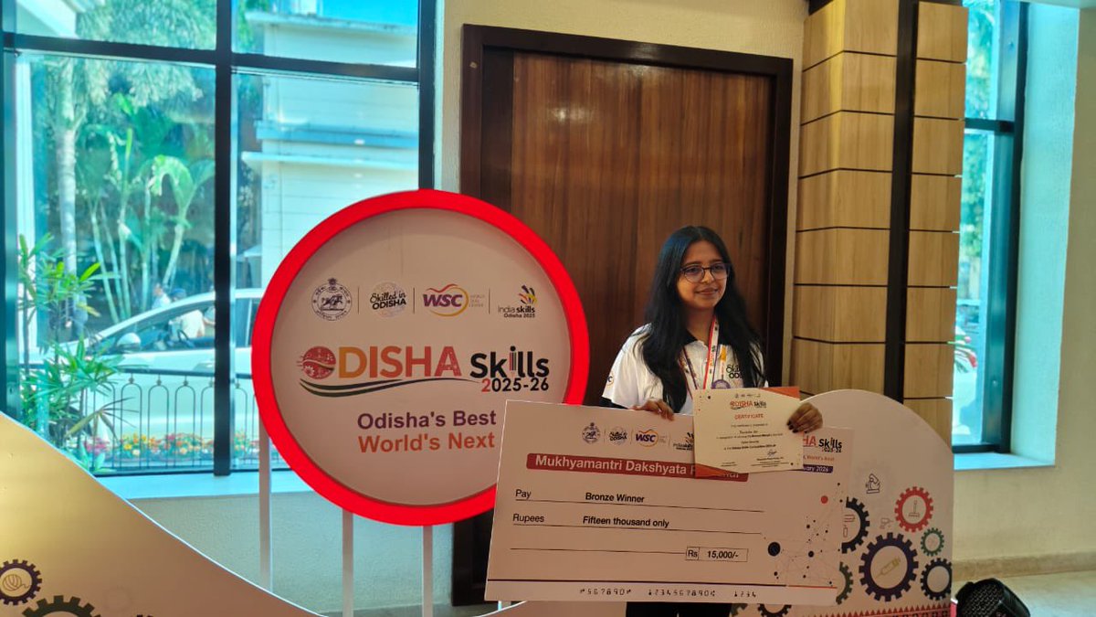 KIITUniversity's tweet photo. Proud to declare that KIITIAN Poorbasha Kar, a first-year https://t.co/cHCm4vUywE Computer Science student, has emerged as the youngest Bronze Medalist in the Skill Cybersecurity competition at Odisha Skills 2025–26.

Competing against participants from across the state, she demonstrated exceptional technical proficiency, strong problem-solving capabilities, and practical expertise in cybersecurity. 

Her achievement reflects KIIT’s emphasis on skill-based learning, innovation, and industry-relevant training from the early stages of academic development.
