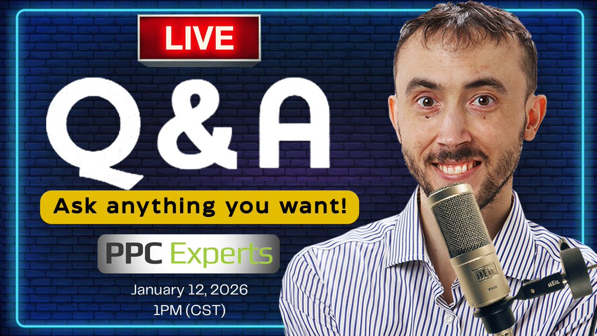 Corey answers viewers’ questions about PPC 💻📈, as well as provide live campaign optimization ⚡.

📅 January 12, 2026
⏰ 1PM CST
LIVE: youtube.com/watch?v=Rk1AeL…

✨ Free PPC Audit-
Youtube Special Just for JANUARY!🎁
💸 $2,500 Value!
📈 Get A FREE PPC Audit From Corey: