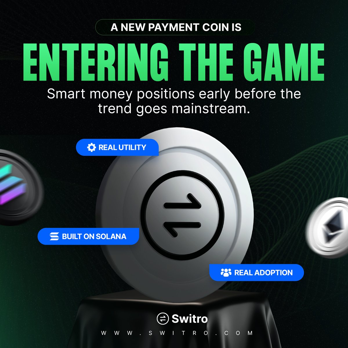 switropay's tweet photo. A new payment coin just entered the game.
Smart money moves early. ⚡

https://t.co/DqARr2VKRy 

#Switro #SolanaEcosystem #realutility #coinmate $SWTC https://t.co/W5FdeSFnVH