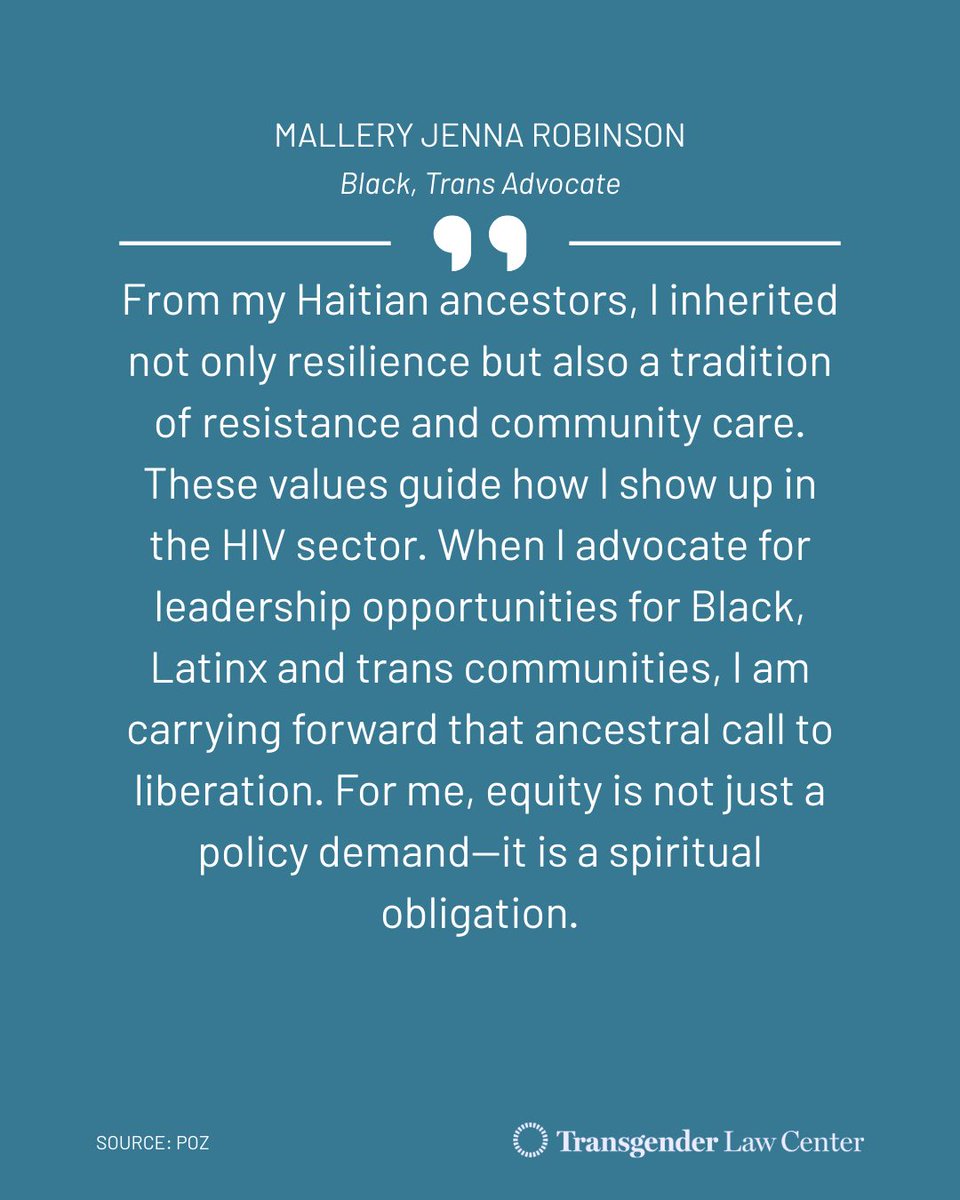 TransLawCenter's tweet image. Our movements are guided by a long legacy of Black, trans resistance. The world that we are creating together must be rooted in that legacy. Together, we will build a future where everyone is affirmed. We all deserve dignity. 

poz.com/article/buildi…