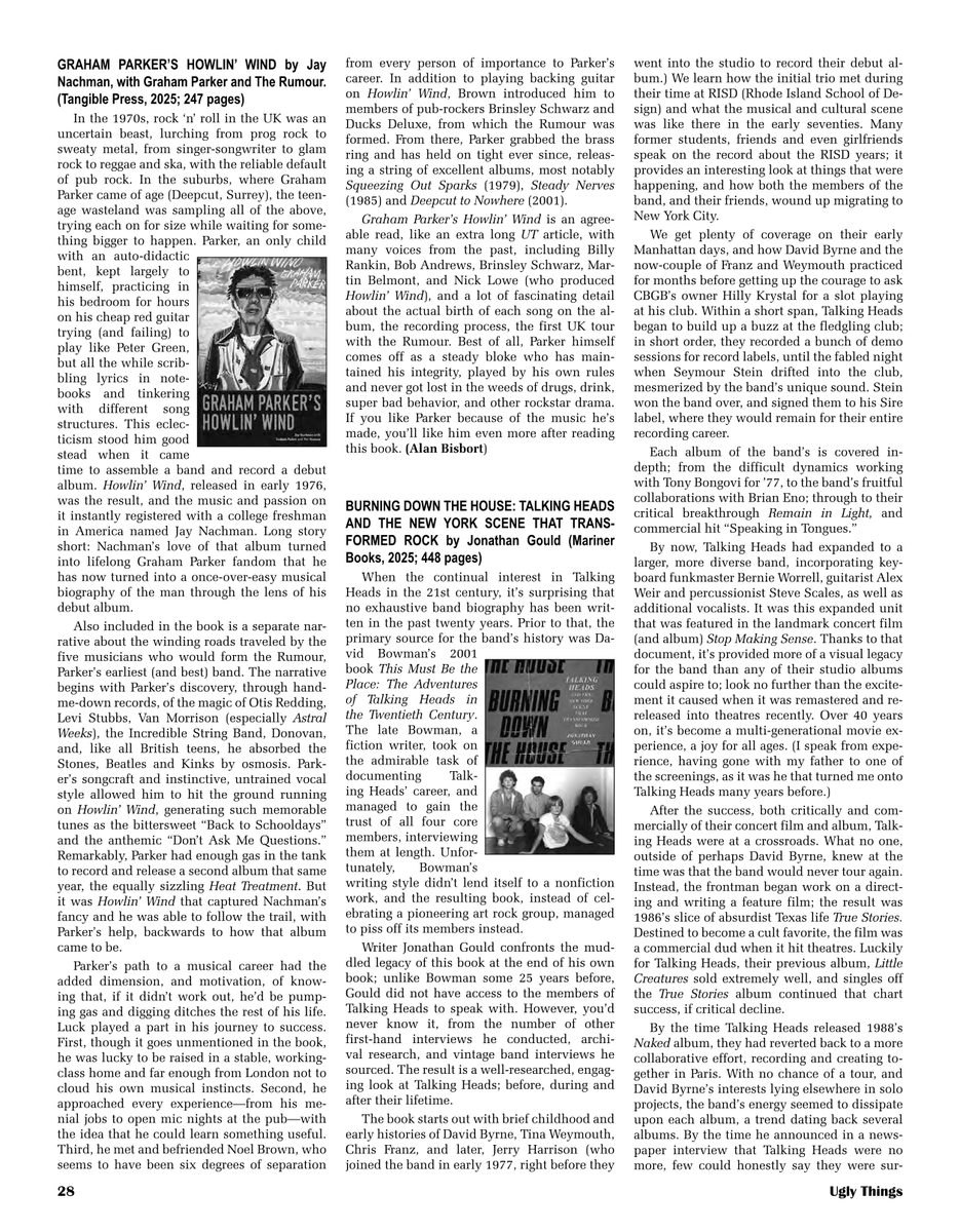 Ugly Things Magazine reviewed (and liked) Graham Parker's Howlin' Wind grahamparkershowlinwind.net, saying it has "a lot of fascinating detail about the birth of each song on the album...."  <a href="/ItsGrahamParker/">Graham Parker</a> #singersongwriter #rockbooks #rockandroll #guitars