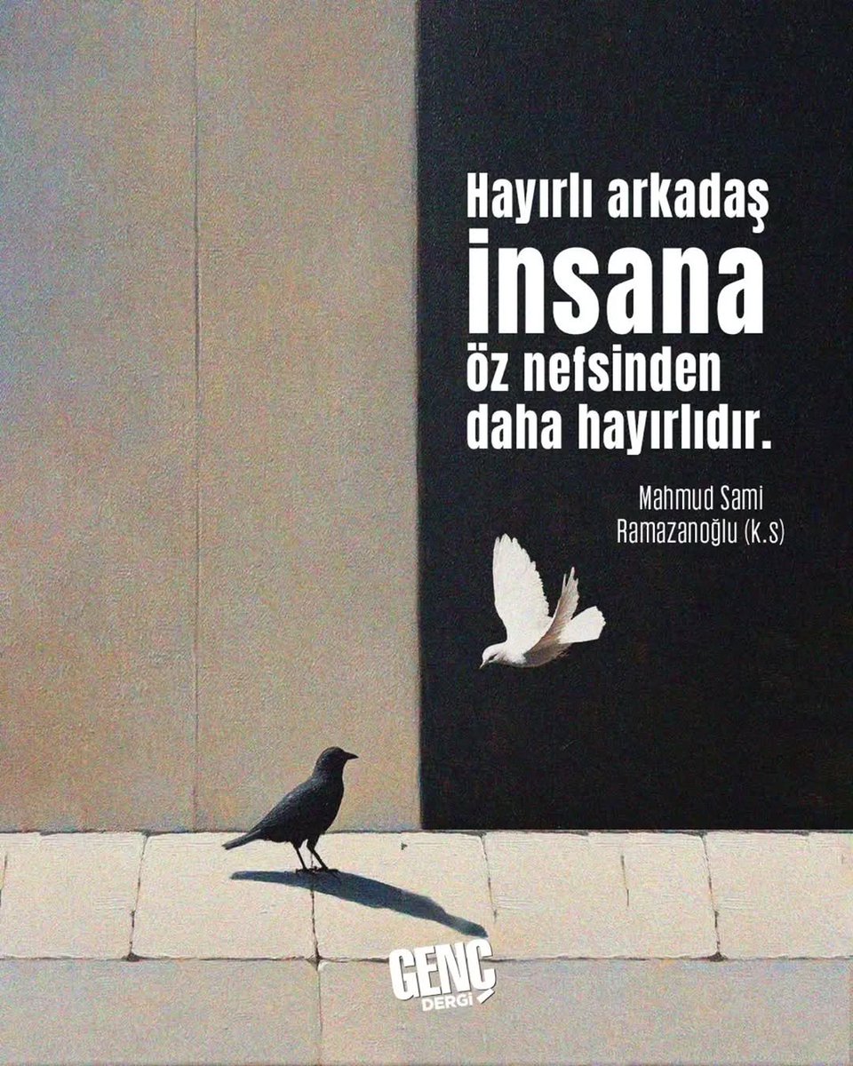 gencdergi's tweet photo. "Hayırlı arkadaş insana öz nefsinden daha hayırlıdır."

| Mahmud Sami Ramazanoğlu (k.s) https://t.co/UgfETmRoag