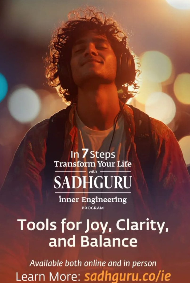 ElsaMessilaElsa's tweet photo. Life can present challenging situations, but you can stay happy.
Start engineering your inner joy. 🌟 #InnerEngineering helps you take control of your life's direction and create lasting transformation. Start your journey today:
#InnerEngineering https://t.co/lmLi1gLPhK