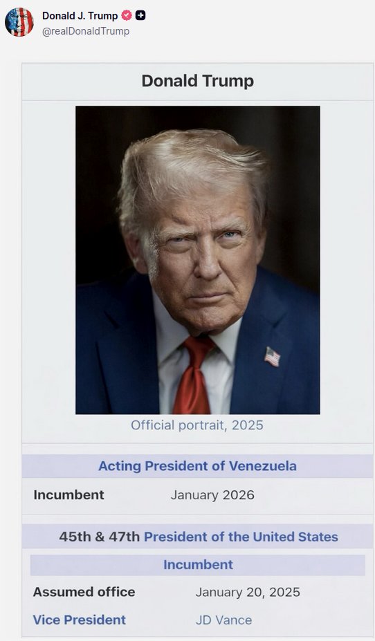 Veneco Trump anunció que asume el rol de poder ejecutivo de Venezuela!