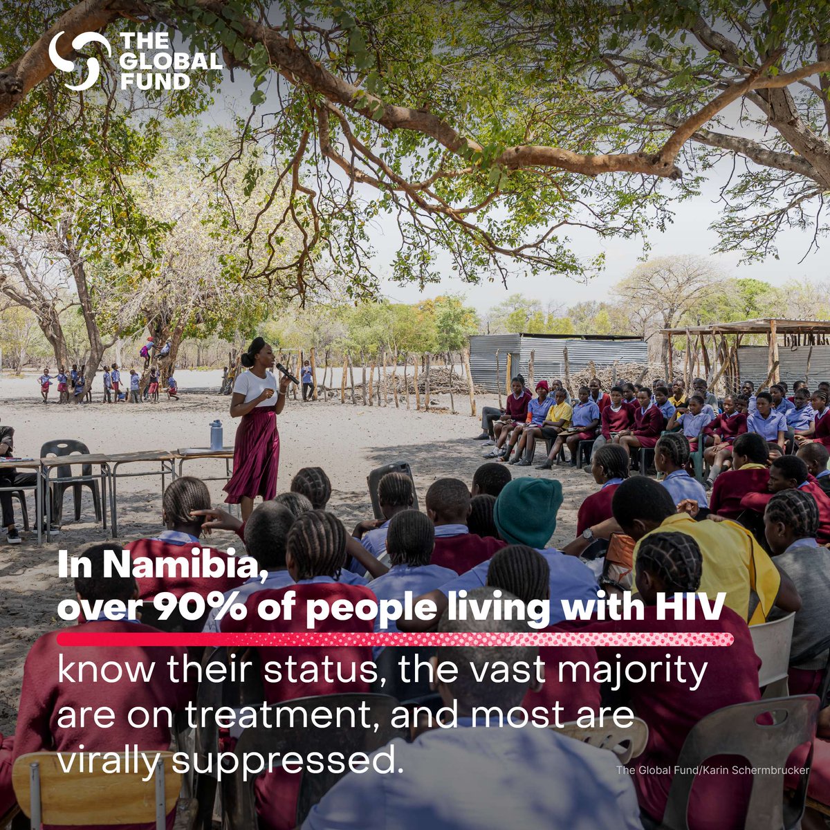 GlobalFund's tweet photo. Namibia is making major strides in the fight against HIV: Over 90% of people living with HIV know their status, the vast majority are on treatment, and most are virally suppressed. Since 2013, new HIV infections have nearly been cut in half. 

https://t.co/UYuMPQxcVa https://t.co/XE2fZrIsUD