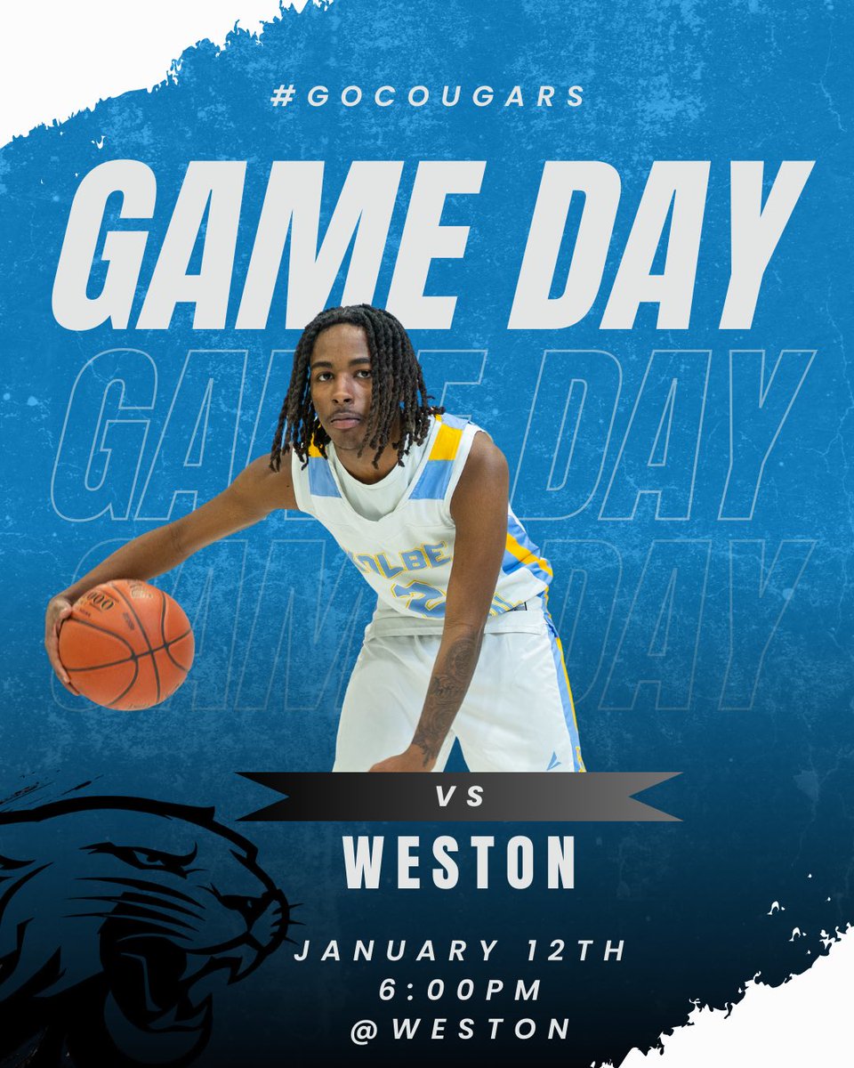 KolbeMBB's tweet photo. GAME DAY ‼️

📅 Jan. 12th, 2026
🆚 Weston
⏰ 6:00 PM 
🏟️ Weston High School

#Gocougars | #wearekolbe https://t.co/yW8Y8RcqP1