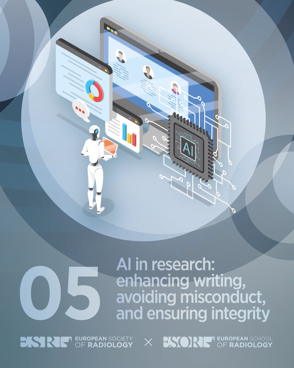 myESR's tweet photo. 🧠🤖 AI is reshaping radiology research — are you ready?

Join the @ESOR_myesr Fundamentals of Radiological Research course:
“AI in Research: Enhancing Writing, Avoiding Misconduct & Ensuring Integrity.”

Learn how Large Language Models (LLMs) can support:
📚 Literature reviews
✍️ Scientific writing
⚖️ Ethical and responsible research practices

Perfect for young radiologists and researchers who want to use AI wisely, ethically, and effectively.

👉 Secure your spot now and shape the future of radiology research!
🔗https://t.co/Au1gsMyBqn
