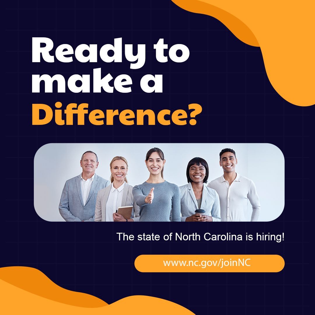 NCDES's tweet photo. 📢 Your future starts here.
Be part of a workforce dedicated to improving communities throughout North Carolina.
Find your place with #Work4NC 👉 https://t.co/ehyqUXimuZ https://t.co/lT2KL3KzfB