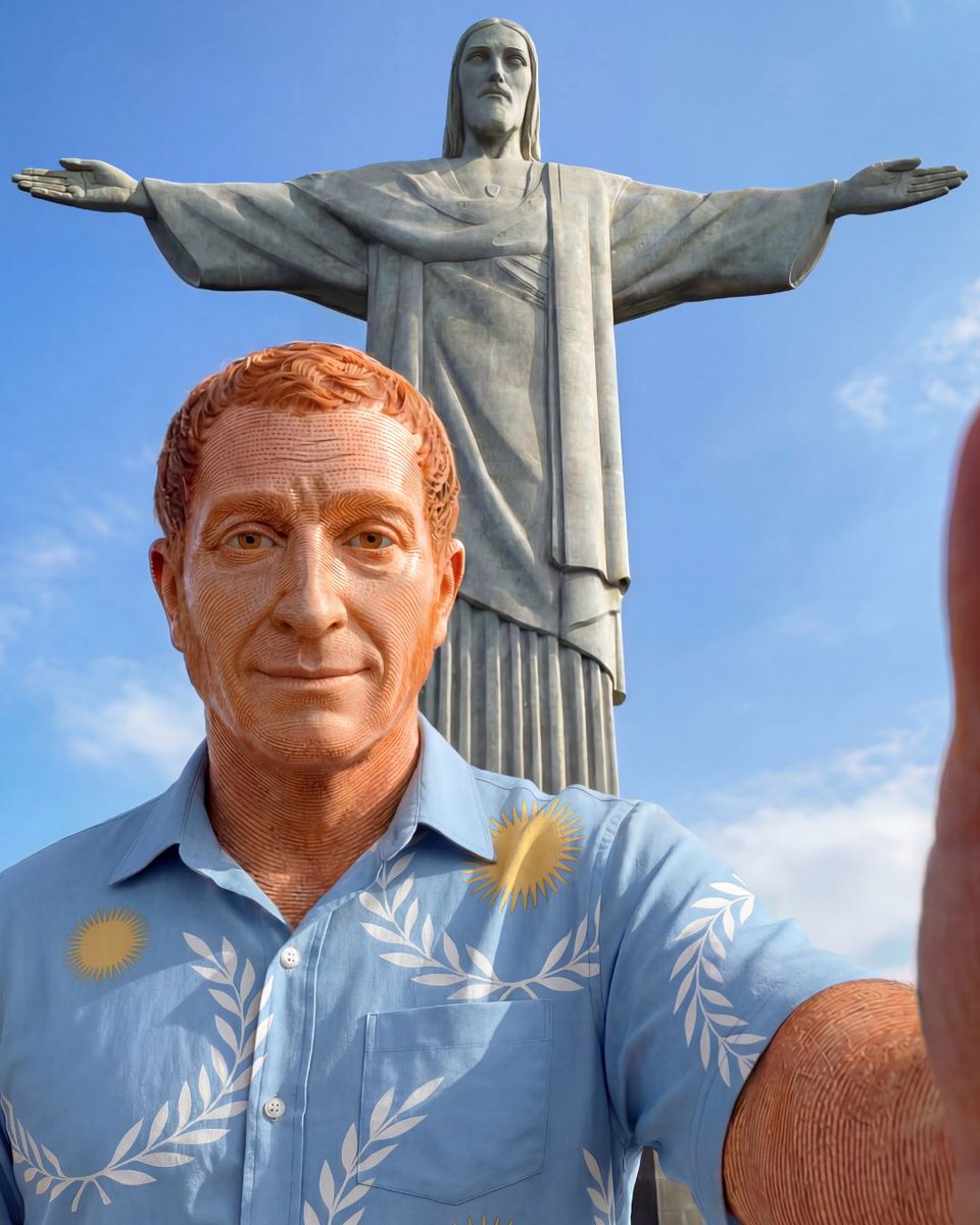 OfframpESP's tweet photo. El prócer dejó el billete de 1000 para sacarse selfies en el Cristo Redendor. 📸 https://t.co/iC0yRLAVrq