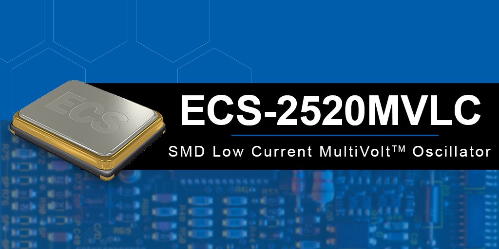 ECS_Inc's tweet photo. The ECS-2520MVLC is a 2.5 x 2.0 mm HCMOS surface mount oscillator with MultiVolt™ capabilities, low current consumption and is ideal for low power/portable and industrial applications.

🔎 Learn more at https://t.co/uj1TyUryS2

#Oscillator #IoT #FrequencyControl #LowCurrent https://t.co/c6TTsEKGnz
