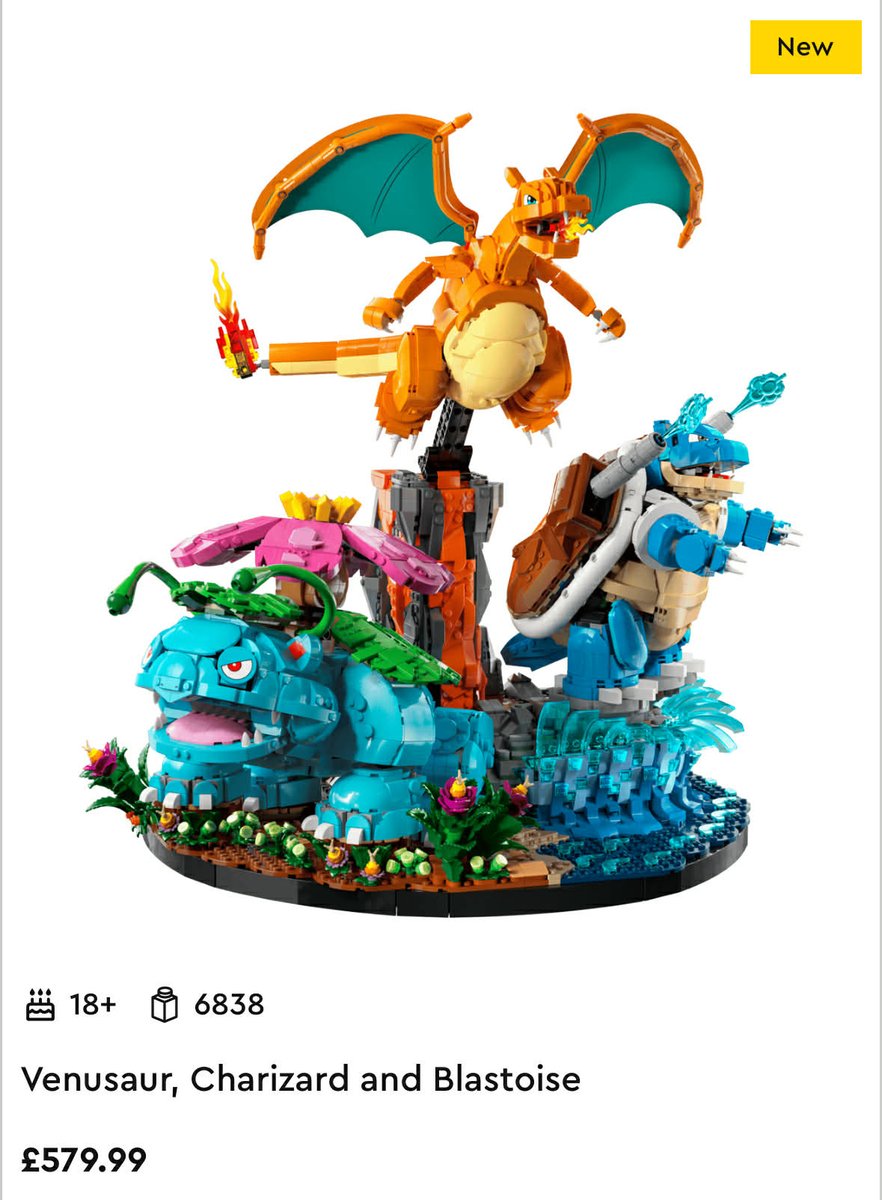 Wonklemore's tweet photo. For £579.99 why does Venusaur look like a fucking BugSnax character?
...Oh &amp; Charizard has a pole up his ass! 

#pokemon #pokemonlego #PokemonTCG #PokemonZA #Pikachu #LEGO #LEGOPokemon #Nintendo https://t.co/he6GtSiZa8