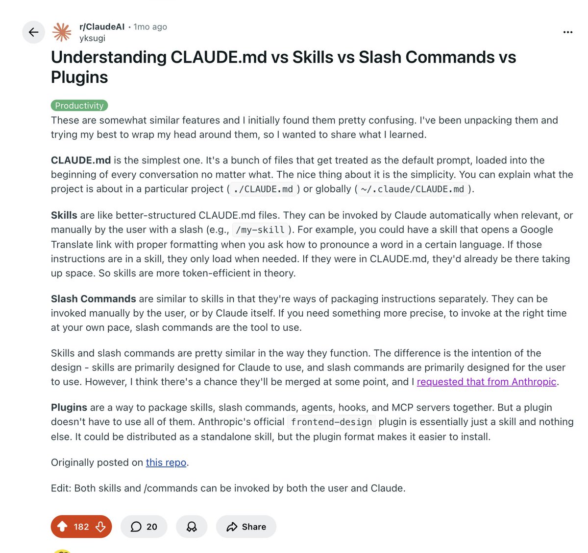 I was getting lost in finding a neat difference between skills and slash commands in Claude code then I found this clear explanation on reddit:
"skills are primarily designed for Claude to use, and slash commands are primarily designed for the user to use"