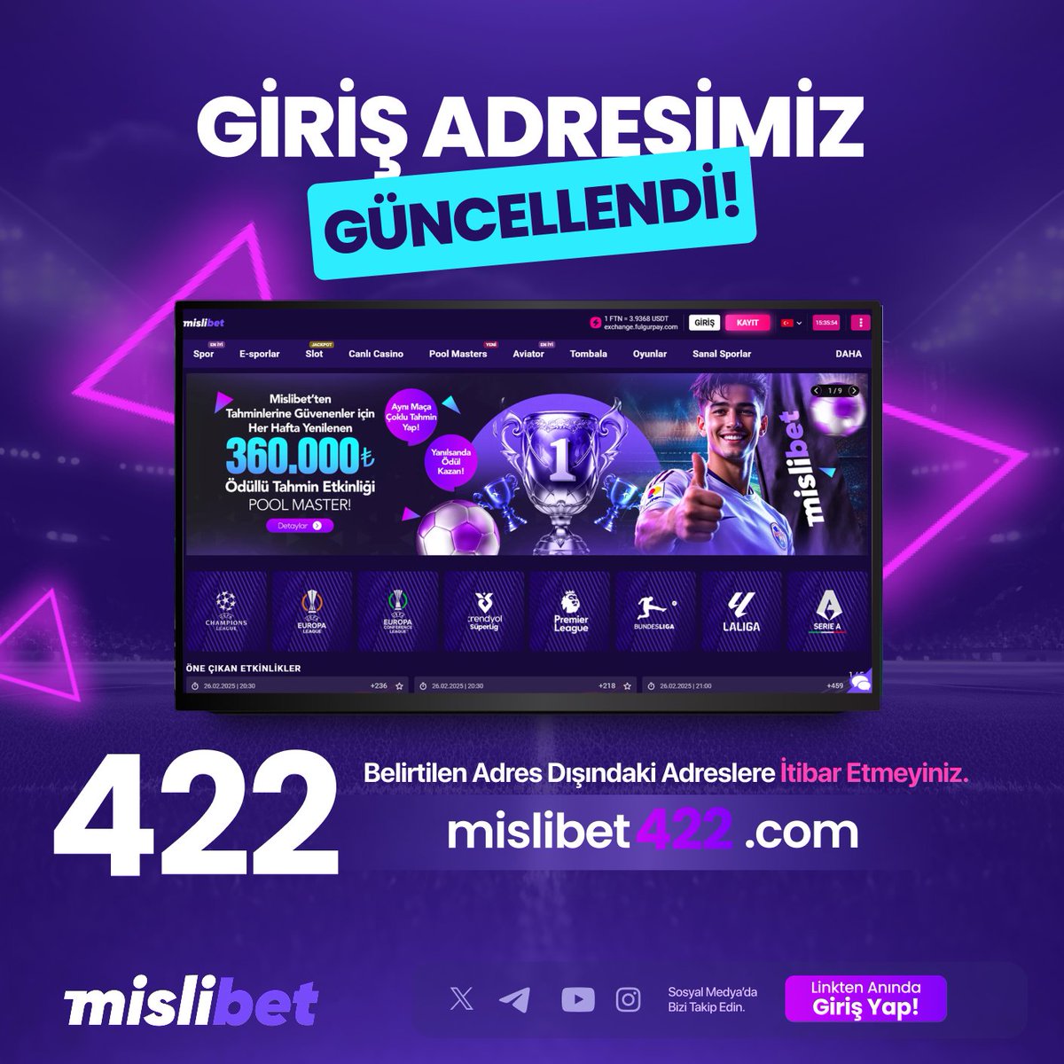 MislibetDestek's tweet photo. #Mislibet

🔗 Güncel Giriş Adresimiz ⬇️
https://t.co/PiUNfranbe https://t.co/rCO2jiWaS3
