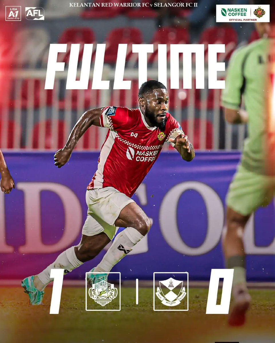 NaskenCoffee's tweet photo. Tahniah Kelantan Red Warriors!

Kemenangan penuh debaran 1–0 ke atas Selangor FC II di Stadium Sultan Muhammad IV (SSMIV), dengan jaringan penentuan di minit ke-93, membuktikan ketahanan mental, disiplin dan semangat juang pasukan hingga wisel penamat. https://t.co/Cwye0jxHEJ