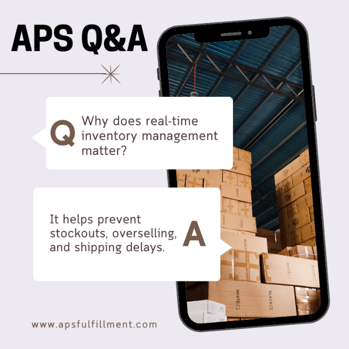 Q: Why does real-time inventory management matter?
A: It helps prevent stockouts, overselling, and shipping delays. APS Fulfillment gives you real-time visibility so orders move faster and more accurately.