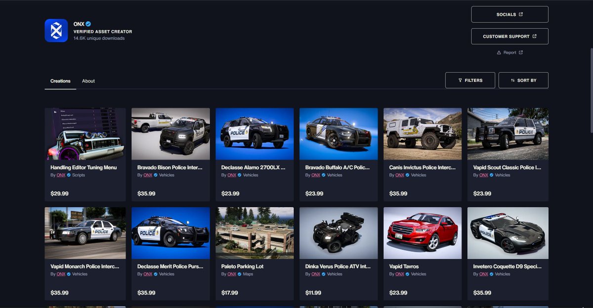 We’re proud to announce that ONX has been invited to participate in the new <a href="/RockstarGames/">Rockstar Games</a>  / <a href="/FiveM/">Cfx.re/FiveM</a> Marketplace as a ✅Verified Creator.

You can now find a selection of our assets for FiveM servers on our profile! 
marketplace.cfx.re/creators/13292…