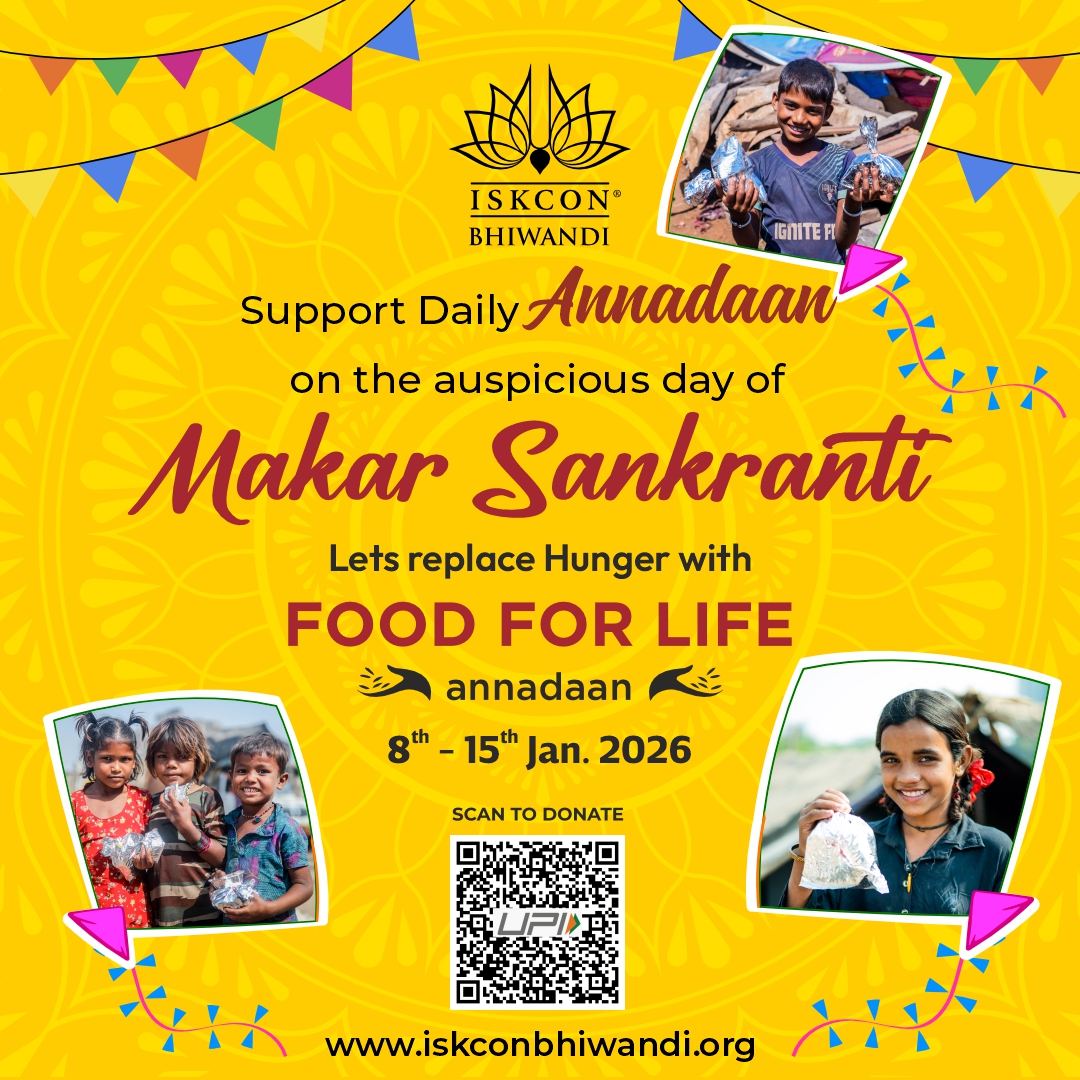 IskconBhiwandi's tweet photo. Hare Krishna!

Perform Annadaan on the auspicious occasion of Makar Sankranti.
To support Annadaan - https://t.co/F4n6ukXk5N

#iskcontemple #bhiwandi #thane #Dombivli #iskconbhiwandi #srilaprabhupada #Annadaan #iskcon_world #radhamadava #makarsankranti2026 #makarsankrantispecial https://t.co/lng4x3BRGQ