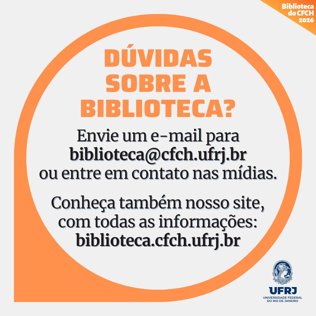 BibECOCFCH's tweet photo. ATENDIMENTO VIRTUAL
Quartas-feiras, de 10 às 11h.
Inscreva-se! https://t.co/VvqCQqAyLJ

Aproveite e faça seu pré-cadastro na Biblioteca do CFCH pelo link https://t.co/IkCyu2l1zQ

E nos acompanhe nas mídias!
Conheça também nosso site: https://t.co/F7hjqukzBl

#bibliotecadocfchufrj https://t.co/ZCk967956b