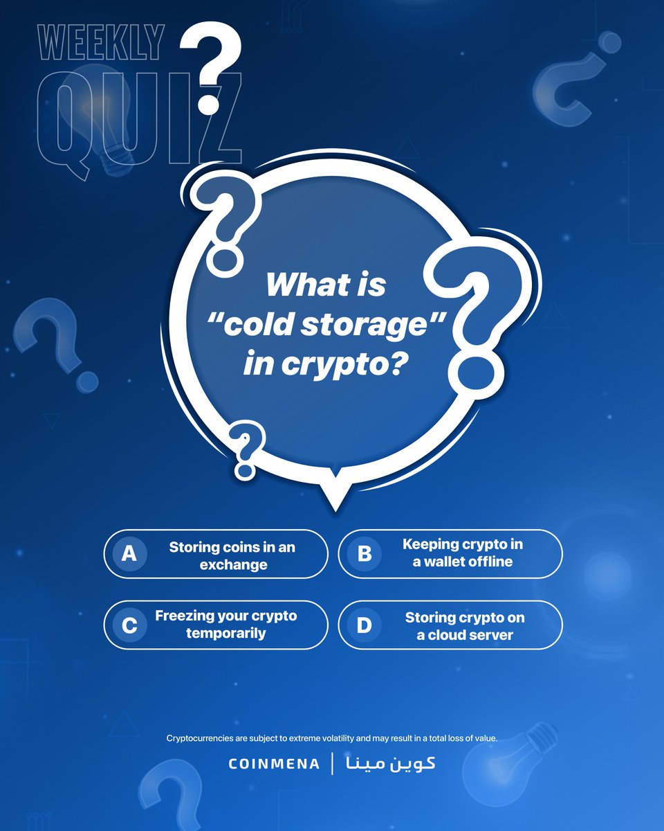 🧠 Crypto Quiz Time! Think you know your crypto? 🤔 Drop your answer in the  comments and tag a friend to test their knowledge too! ⬇️ #CoinMENA  #Bitcoin #CryptoQuiz