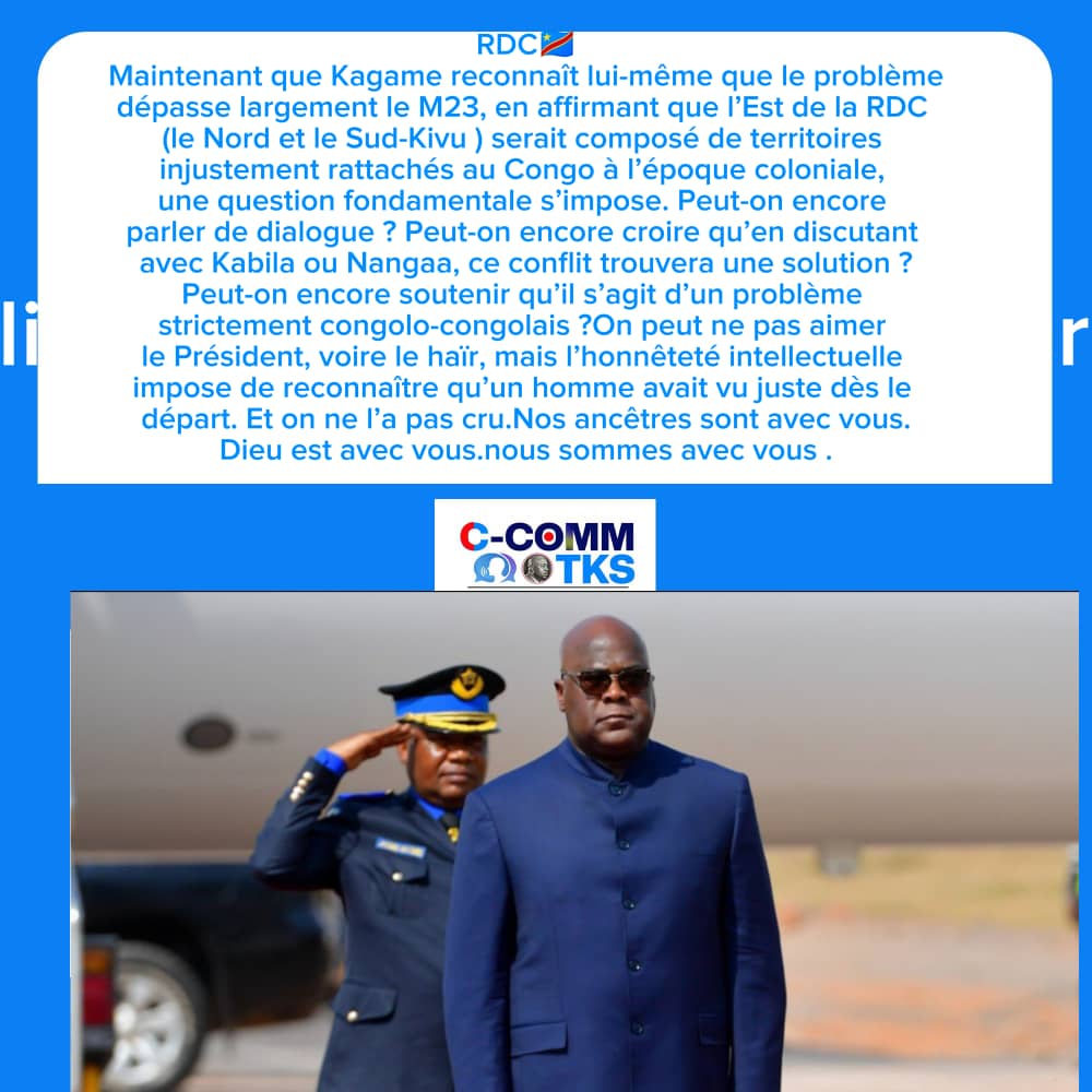 CMboso11981's tweet photo. RDC 🇨🇩
Maintenant que kagame reconnaît lui-même que le problème dépasse largement le M23,en affirmant que l'est de la RDC serait composé de territoires injustement rattachés au Congo à l'époque coloniale https://t.co/upZrSYF8iq