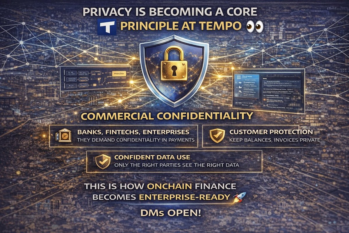 This matters more than most people realize 👀

Privacy is becoming a core design principle at <a href="/tempo/">Tempo</a> — and it’s one of the top requests from design partners building real payment products.

For payments, privacy isn’t about hiding — it’s about commercial confidentiality.

This is