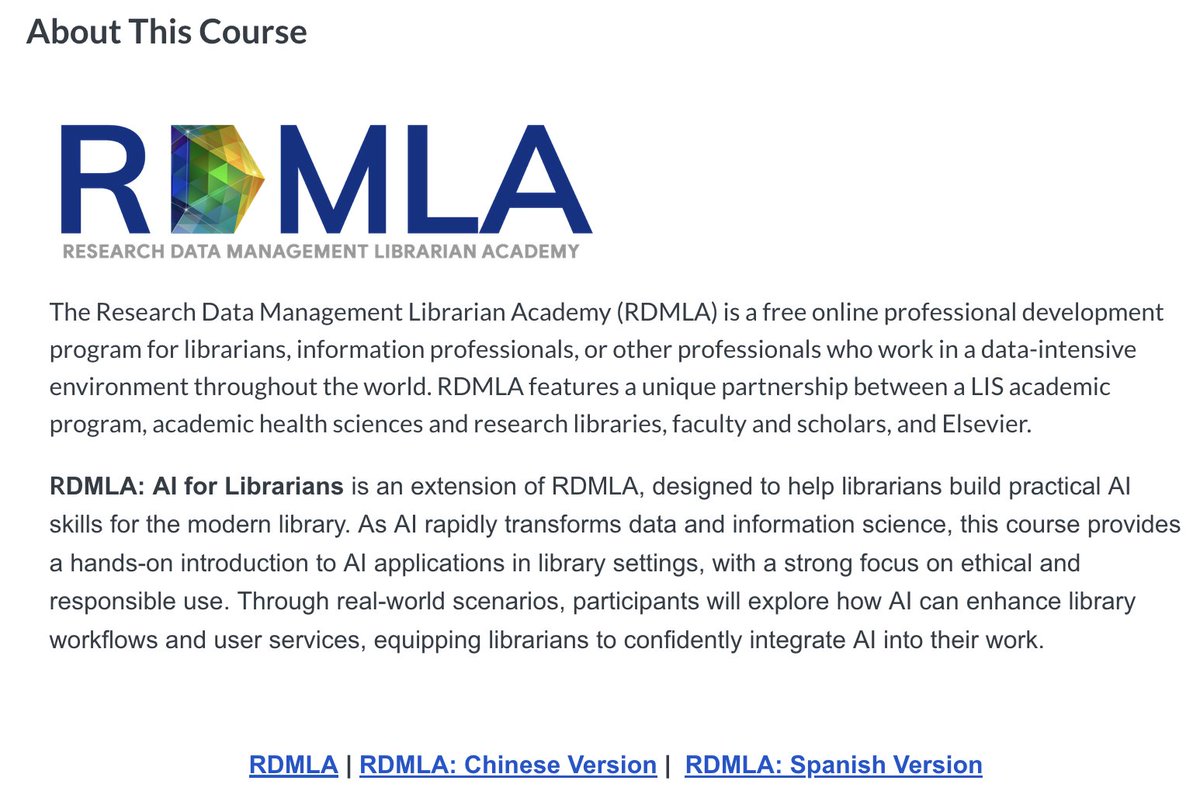 Research Data Management Librarian Academy - RDMLA tweet media
